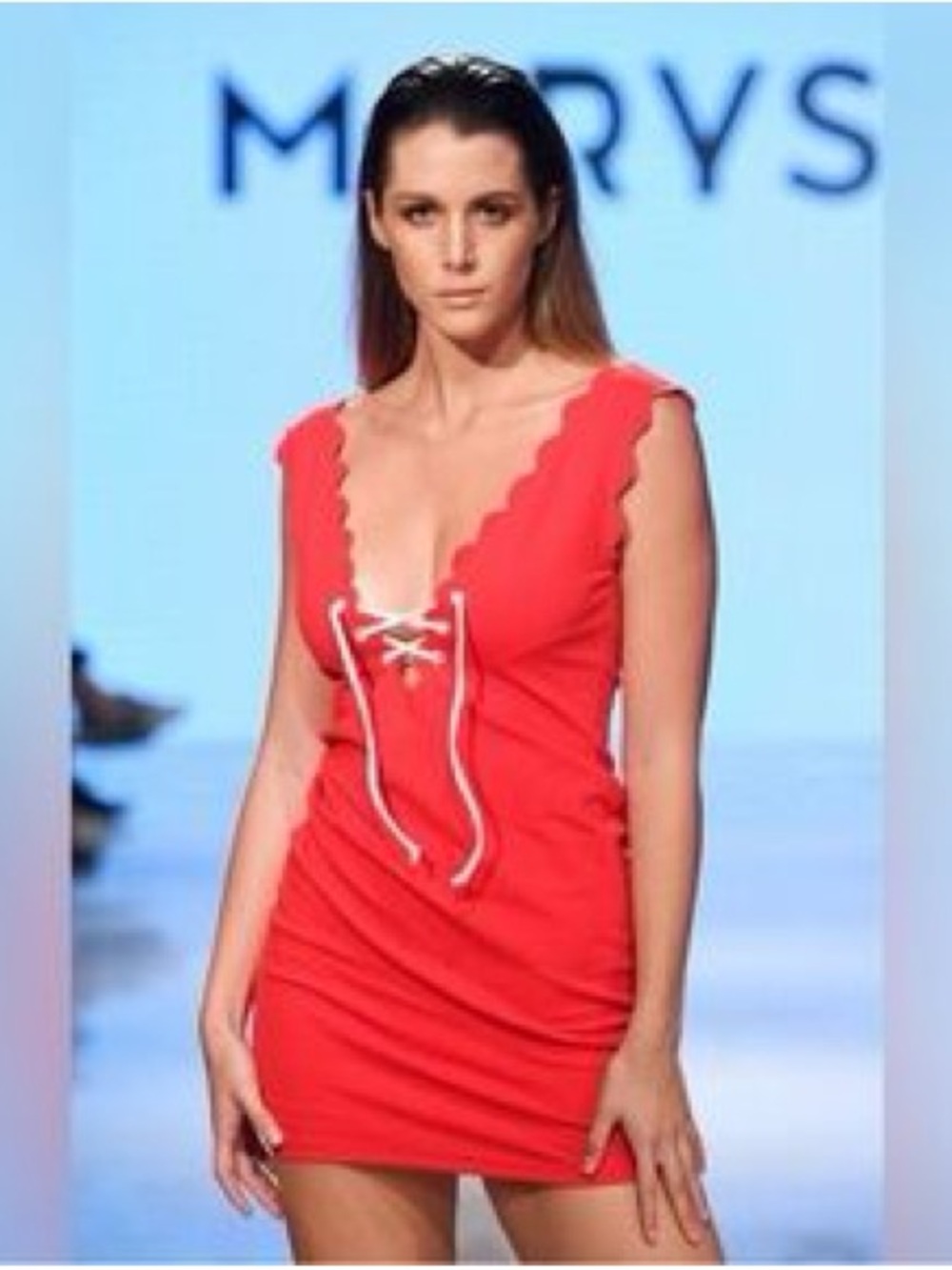 Marysia Swim Red Lace-Up Mini Dress